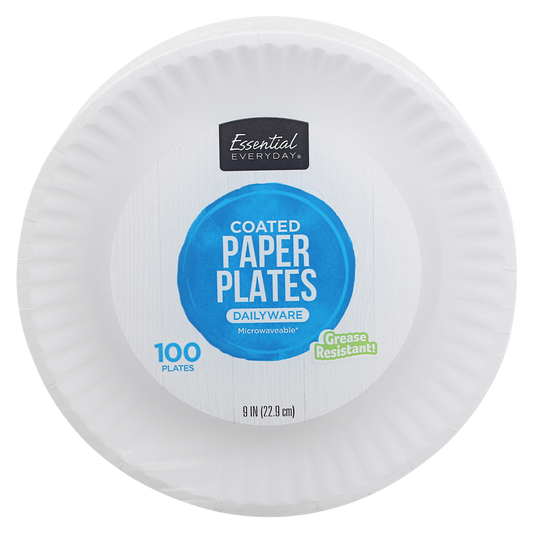 Essential Everyday 9 in Coated Paper Plates 100ct