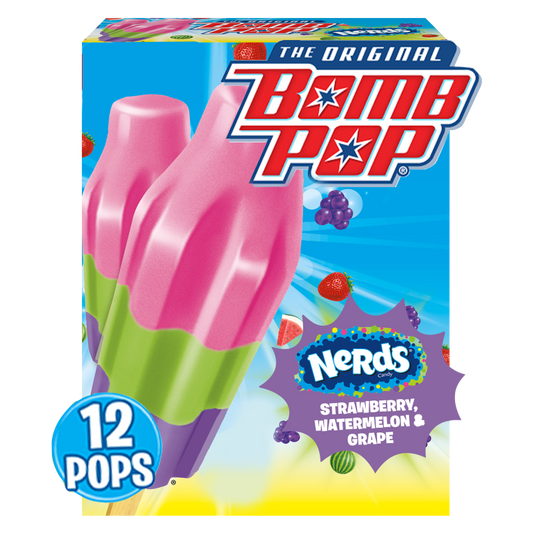 The Original Bomb Pop Nerds Candy Strawberry, Watermelon & Grape Ice Pop 12ct