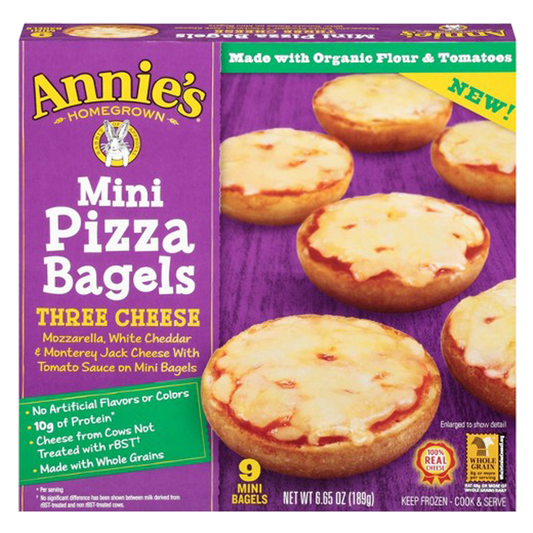 Annie's Homegrown Frozen 3 Cheese Mini Pizza Bagels 9ct 6.65oz