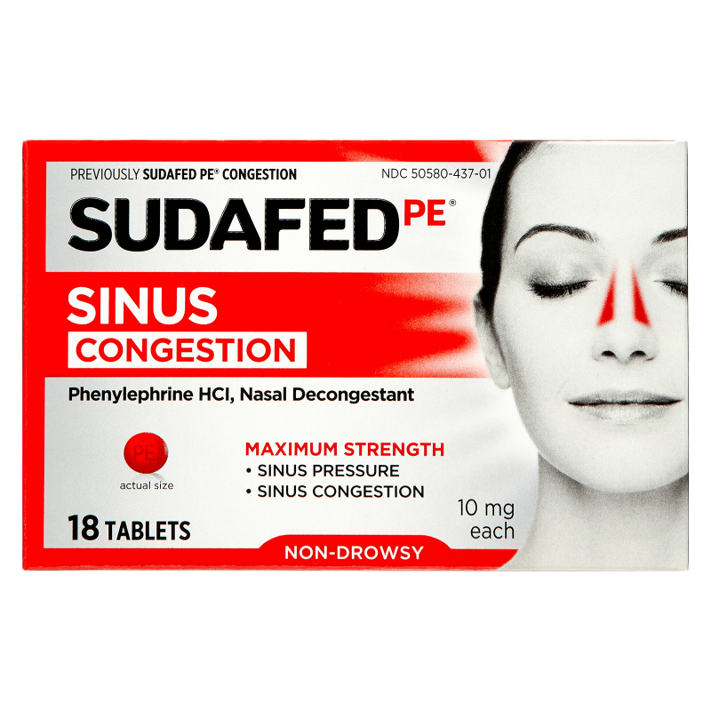 Sudafed PE Maximum Strength Sinus Pressure & Congestion Relief 18ct