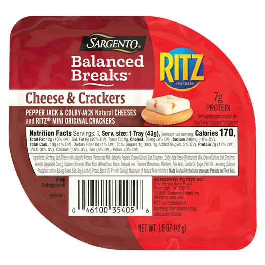 Sargento Balanced Breaks Pepper Jack & Colby Jack with Mini Ritz Crackers - 1.5oz