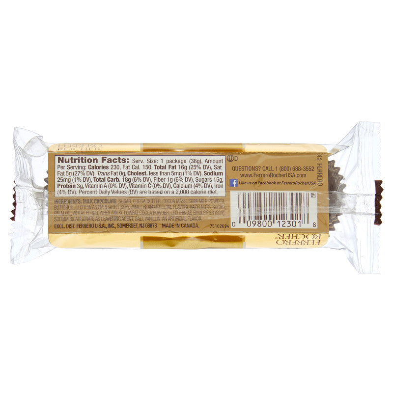 Ferrero Rocher Hazelnut Chocolate Candy 1.3oz