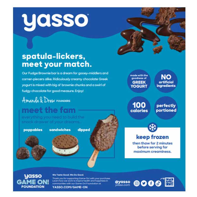 Yasso Frozen Greek Yogurt Fudge Brownie Bar 4ct