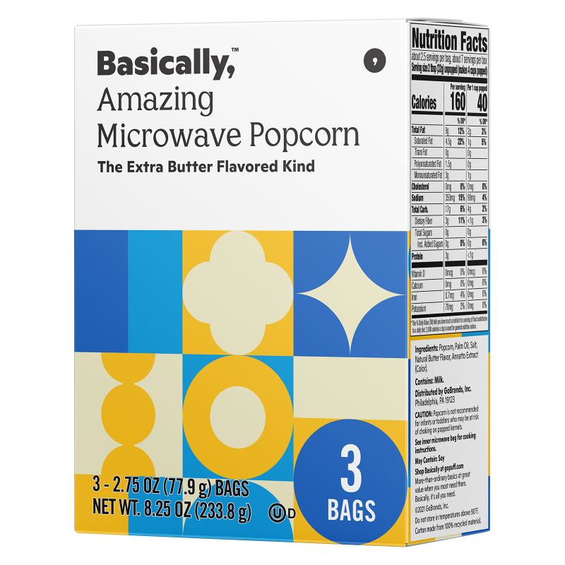 Basically, 3ct Microwave Extra Butter Popcorn