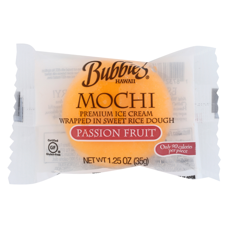 Bubbies Hawaii Passion Fruit Mochi Ice Cream Individually Wrapped 1ct