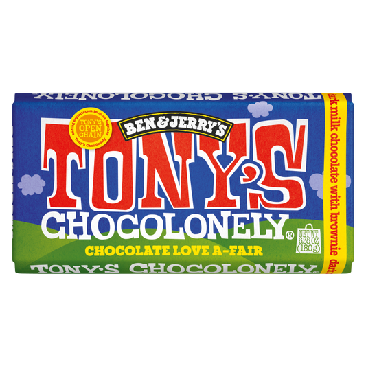 Tony's Chocolonely and Love A-Fair Dark Milk Chocolate with Brownie Bar 6.35oz