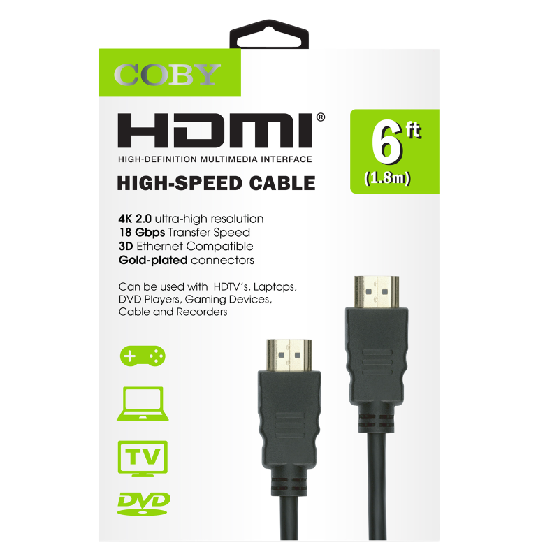 Coby HDMI High-Speed Cable 6ft