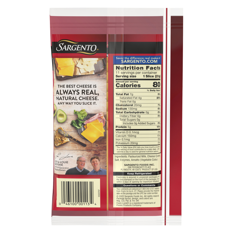 Sargento Natural Sharp Cheddar Cheese Slices - 11ct/8oz