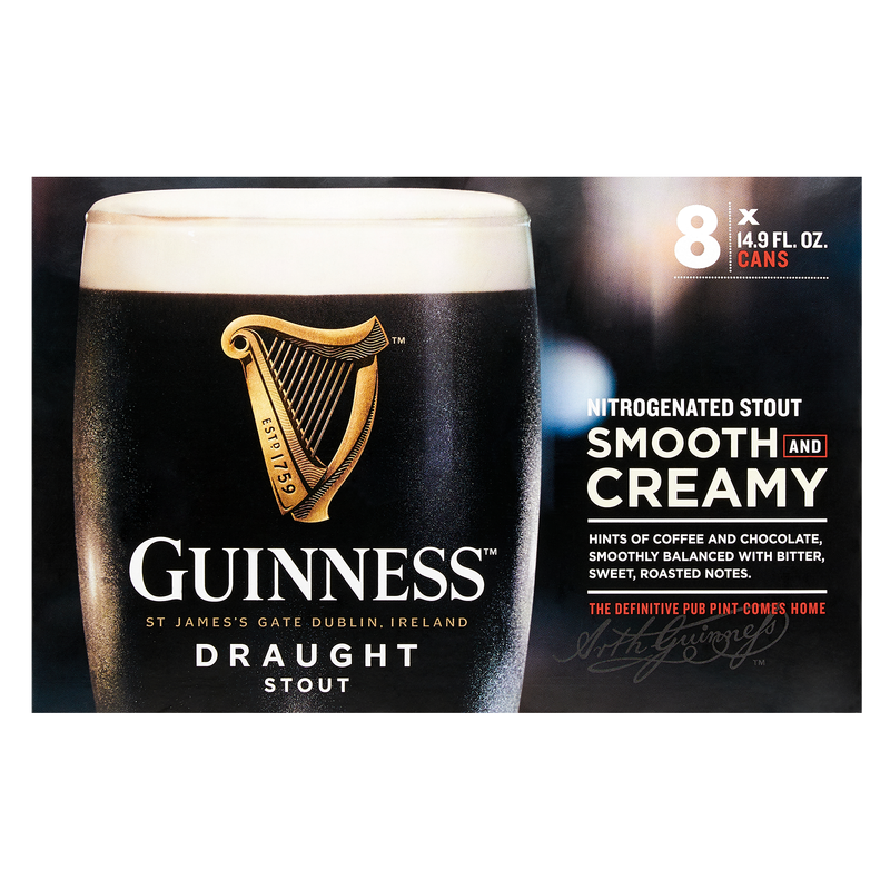 Guinness Draught Stout 8pk 14.9oz Can 4.2% ABV