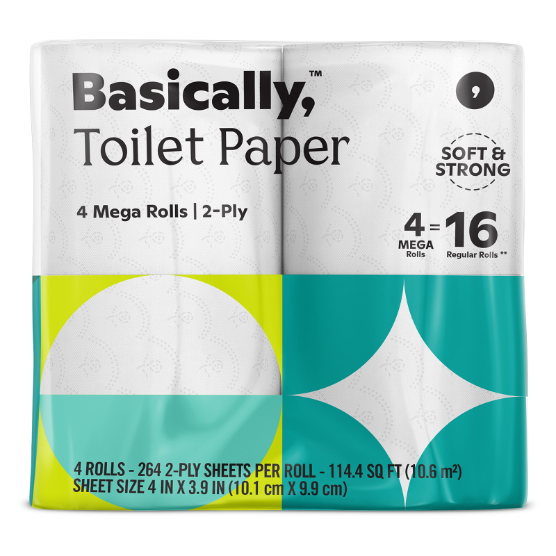 Basically, 4ct Large Roll Soft Toilet Paper