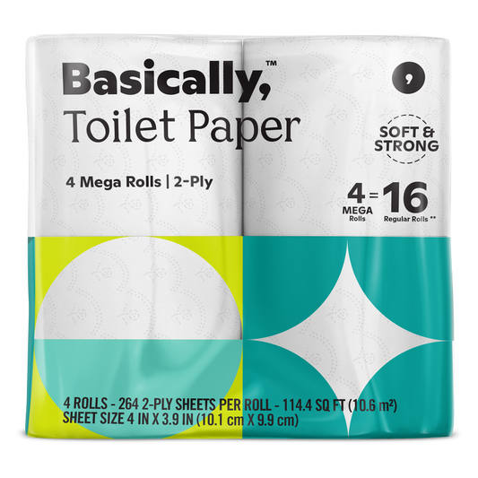 Basically, 4ct Large Roll Soft Toilet Paper