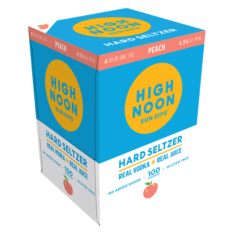 High Noon Peach Vodka Hard Seltzer 4pk 12oz Cans 4.5% ABV