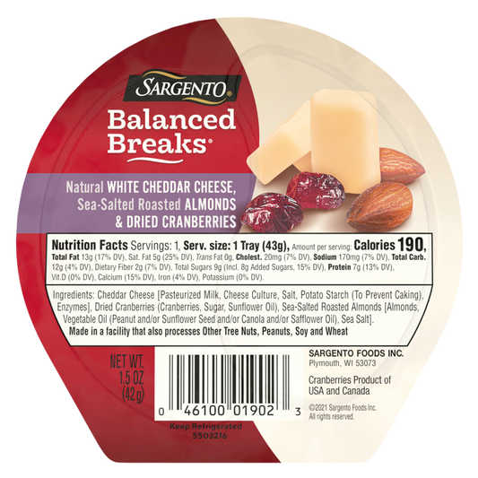 Sargento Balanced Breaks Sharp White Cheddar with Almond & Cranberry  - 1.5oz