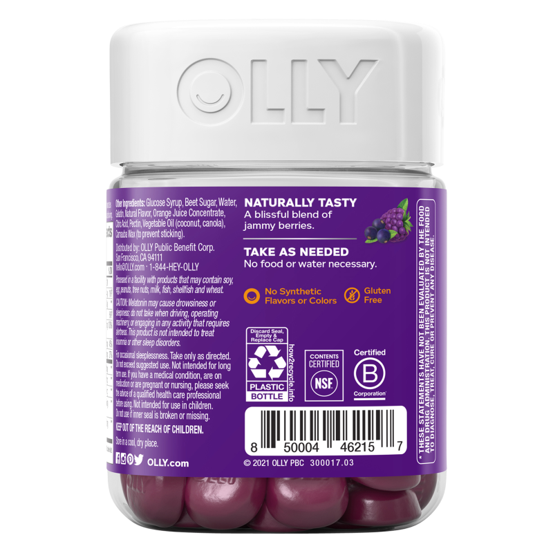 OLLY Immunity Sleep + Elderberry Gummies Midnight Berry 36ct