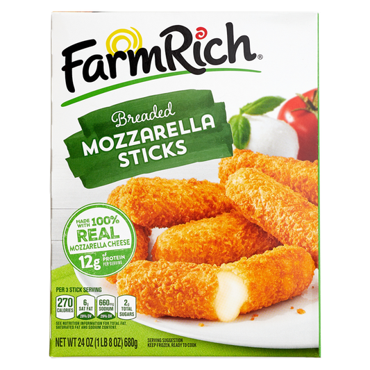 Farm Rich Frozen Breaded 100% Real Mozzarella Cheese Sticks 24oz