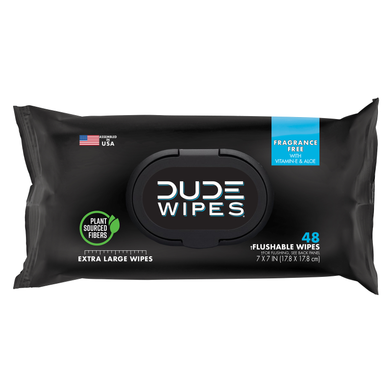 DUDE Wipes Flushable Wipes Dispenser Fragrance-Free with Vitamin E & Aloe 48ct