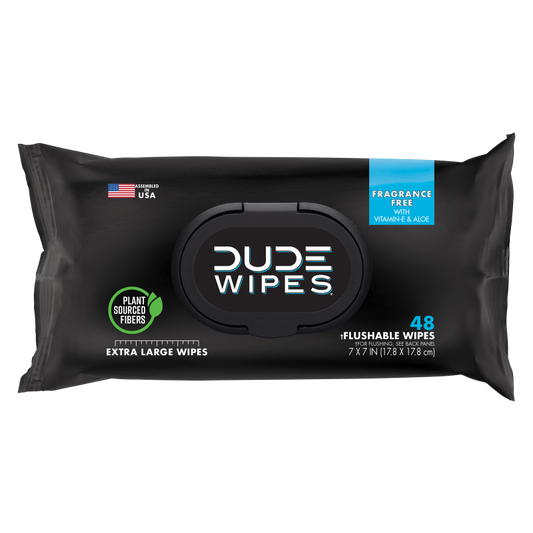 DUDE Wipes Flushable Wipes Dispenser Fragrance-Free with Vitamin E & Aloe 48ct