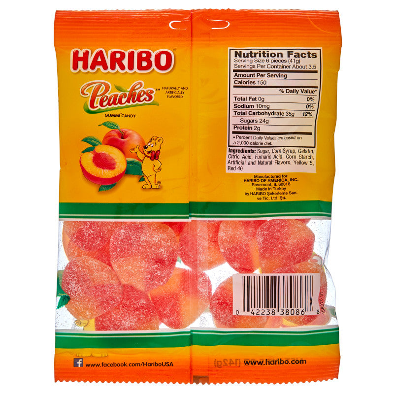 Haribo Peaches Gummi Candy 5oz