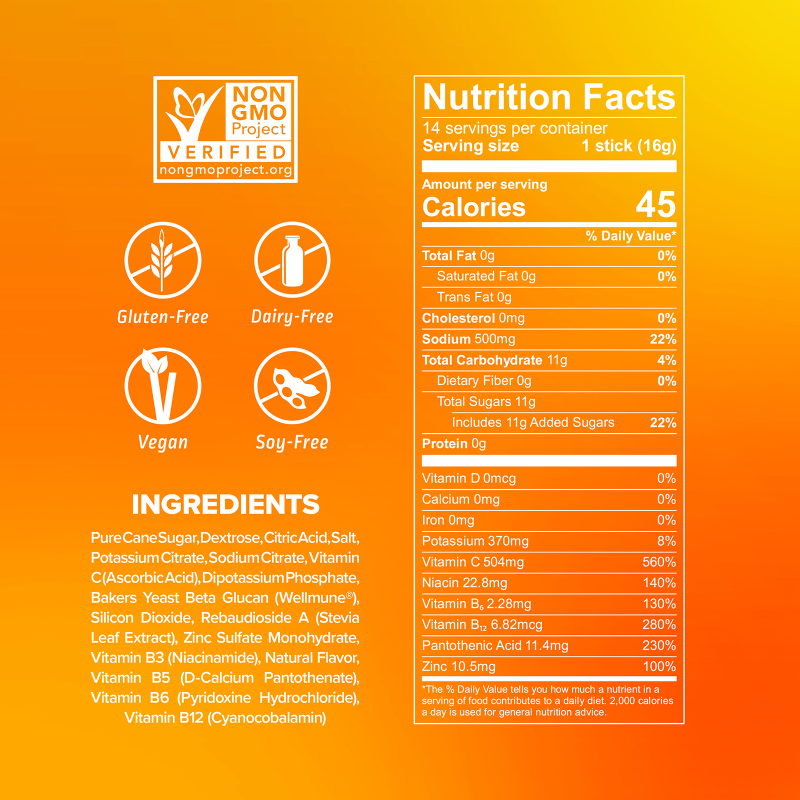 Liquid I.V. Hydration Multiplier + Immune Support Electrolyte Drink Mix Powder Tangerine 10ct Box