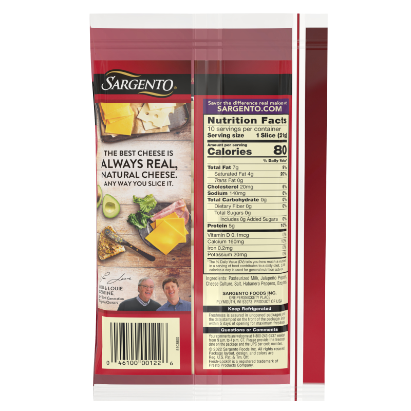 Sargento Natural Pepper Jack Sliced Cheese - 7.5oz/10 slices