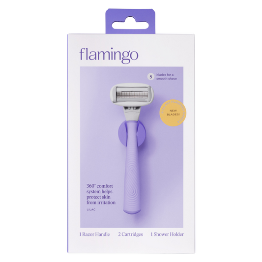 Flamingo Women's Lilac 5-Blade Razor with Replacement Blade Cartridge