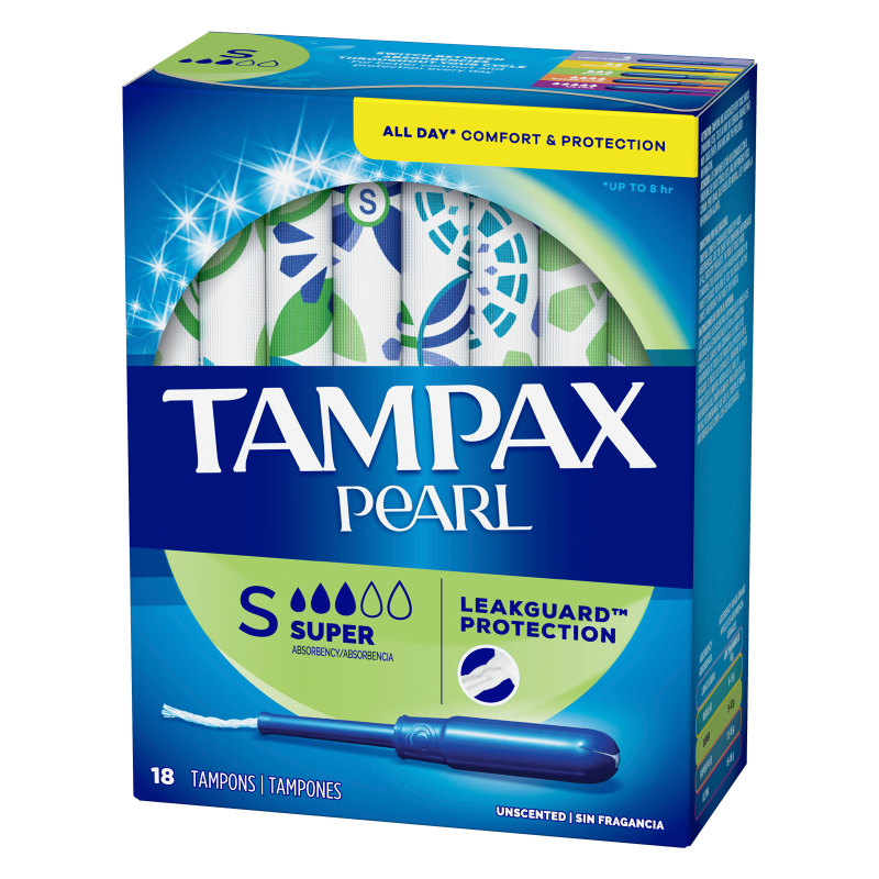 Tampax Pearl Plastic Tampons Super Unscented 18ct