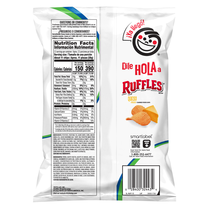 Ruffles Sabritas Queso Potato Chips 2.5oz