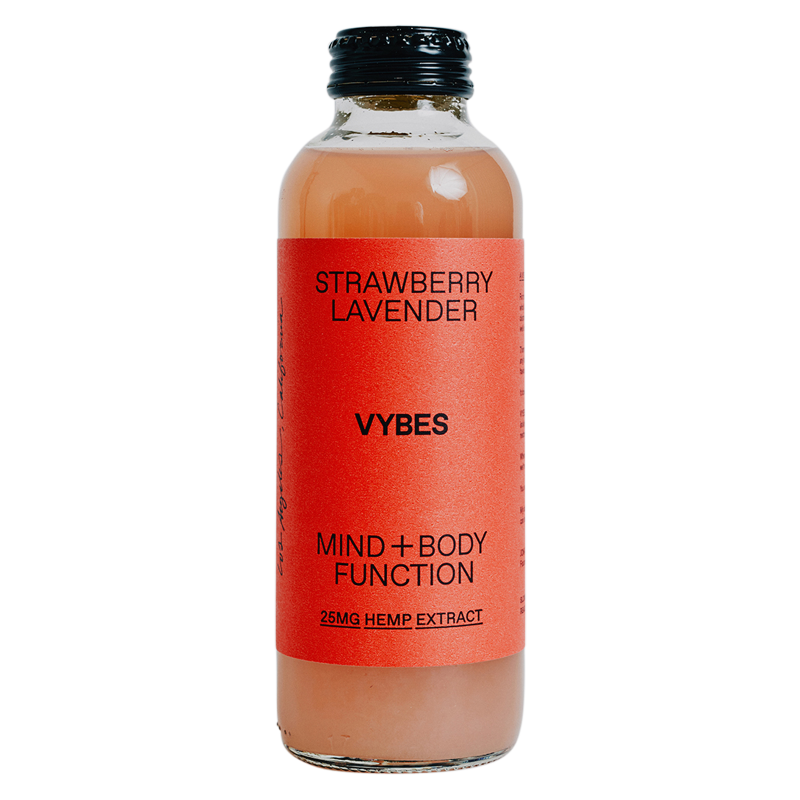 VYBES Strawberry Lavender CBD Drink 14oz Bottle 25mg