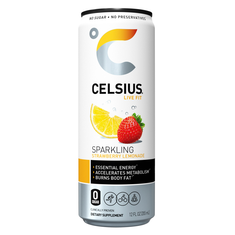 CELSIUS Sparkling Strawberry Lemonade, Essential Energy Drink 12oz Can