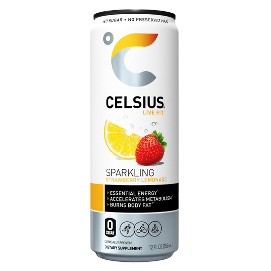 CELSIUS Sparkling Strawberry Lemonade, Essential Energy Drink 12oz Can