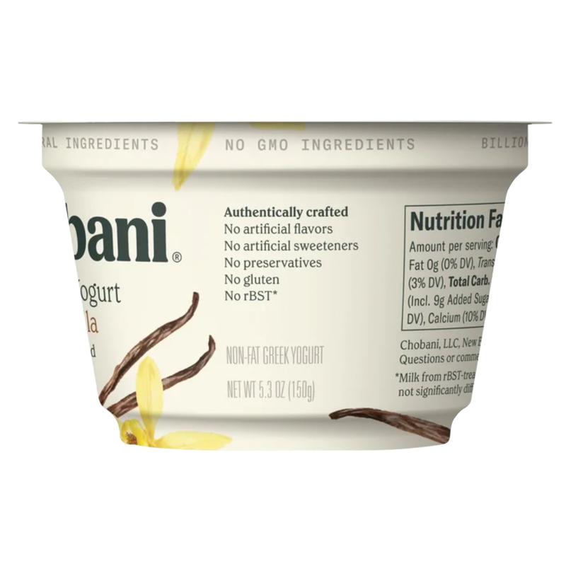 Chobani Vanilla Nonfat Greek Yogurt - 5.3oz