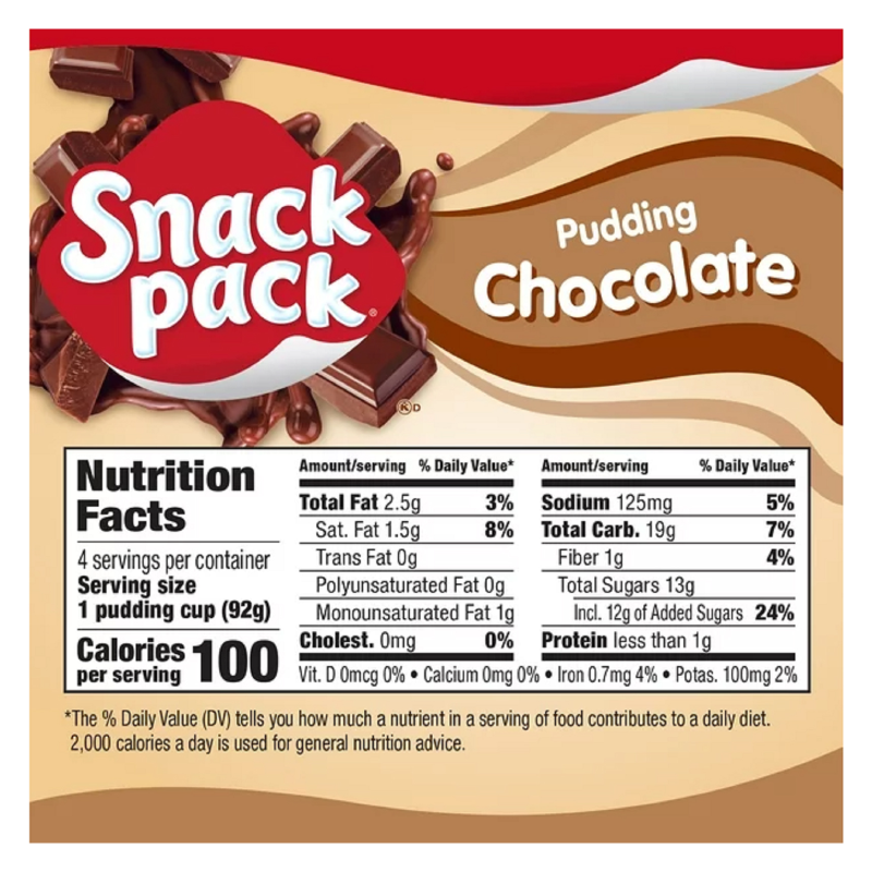 Snack Pack Chocolate Pudding - 4ct/12oz