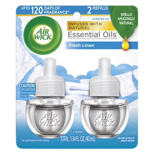 Air Wick Essential Oils Fresh Linen Scented Oil Twin Refill .67oz