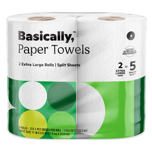 Basically, 2ct Split Sheet Paper Towels Extra Large Roll