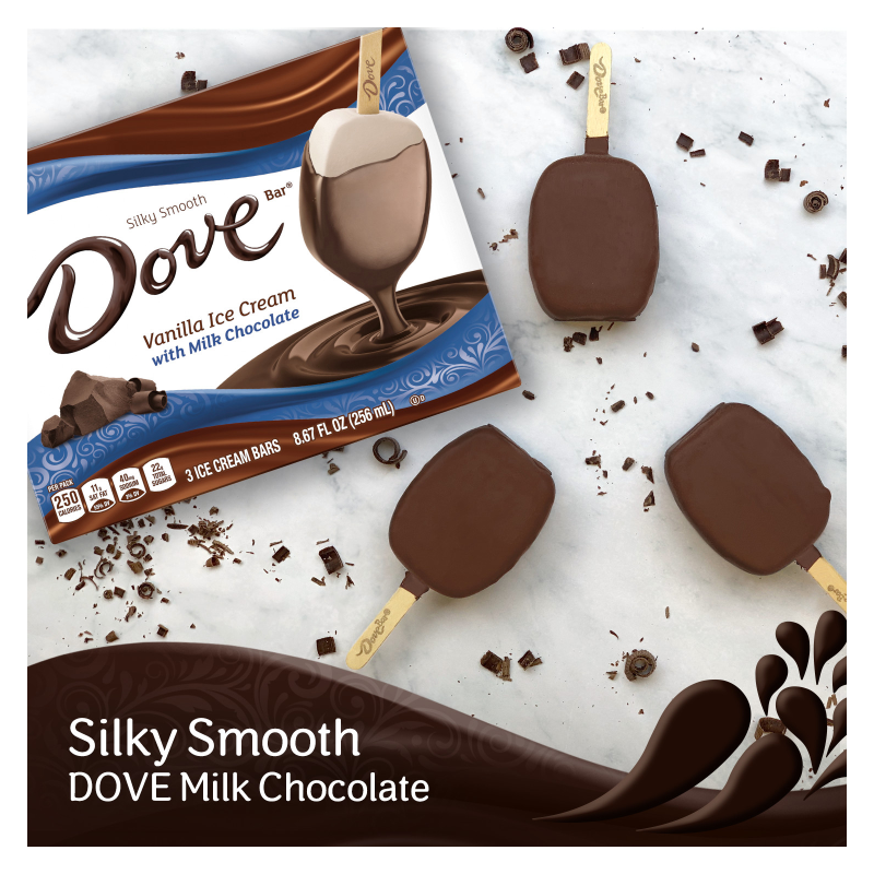 Dove Vanilla Ice Cream Bars Coated With Milk Chocolate 3ct