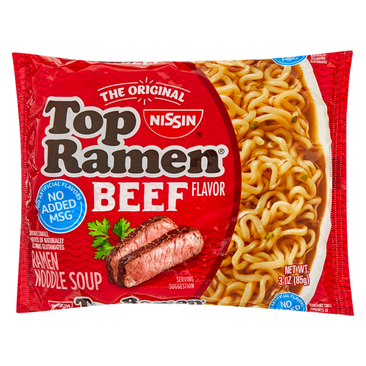 Nissin Top Ramen Beef Flavor Ramen Noodle soup 3oz