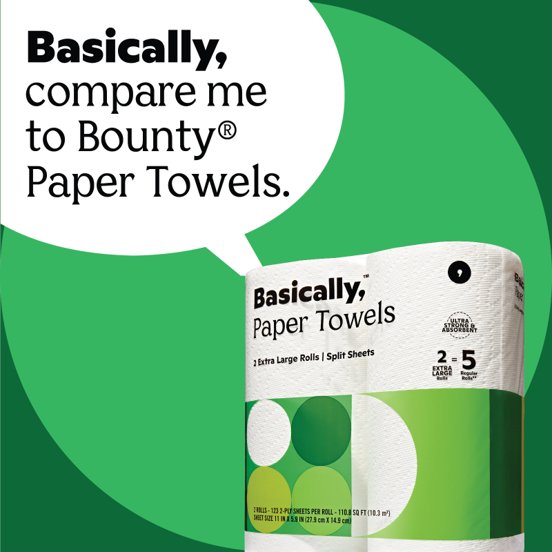 Basically, 2ct Split Sheet Paper Towels Extra Large Roll