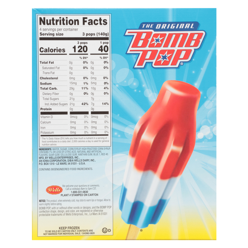 Bomb Pop Original Ice Pops 12ct