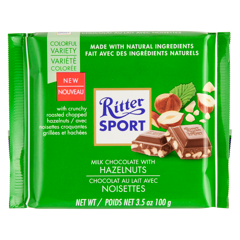 Ritter Sport Milk Chocolate with Chopped Hazelnuts Bar 3.5oz