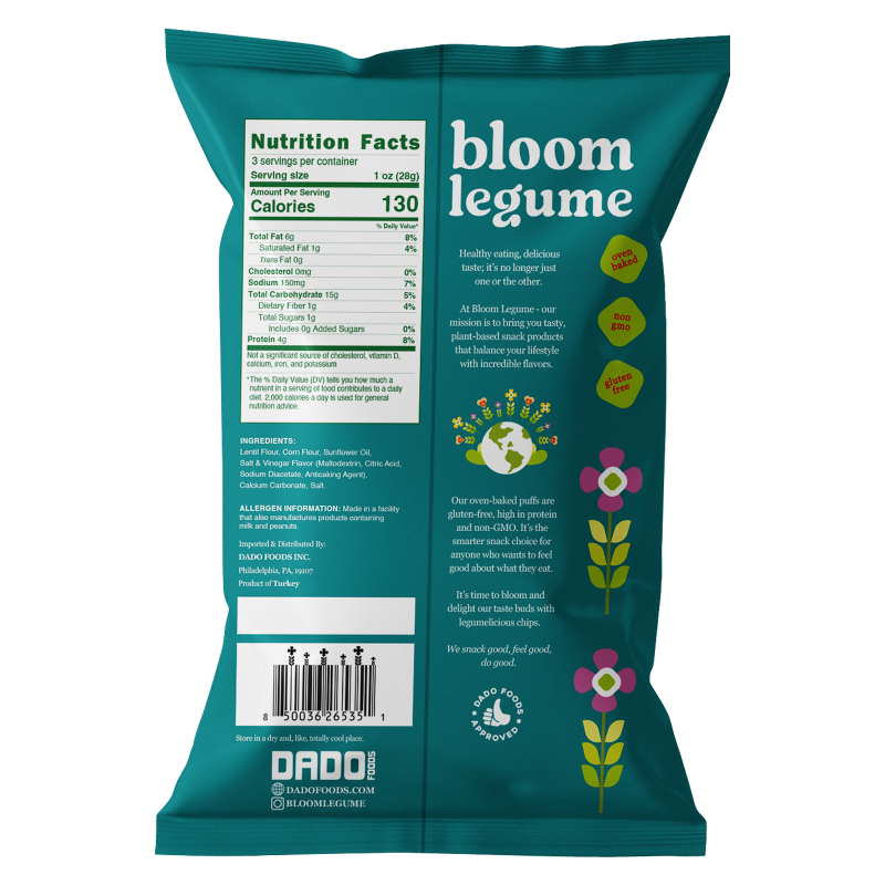 Bloom Legume Salt & Vinegar Baked Lentil Puffs 3oz