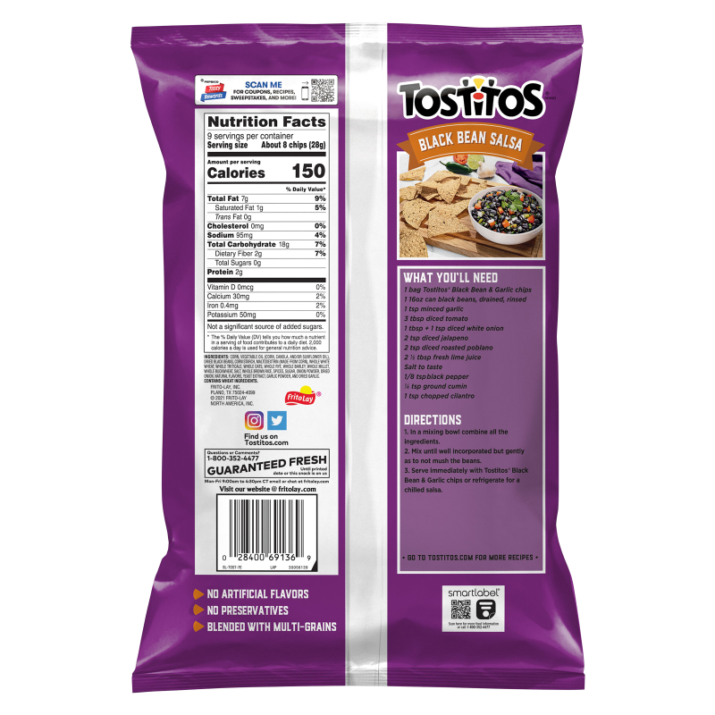 Tostitos Black Bean & Garlic Tortilla Chips 9oz