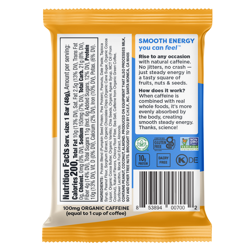 Quantum Energy Square Peanut Butter Dark Chocolate Bar 1.69oz