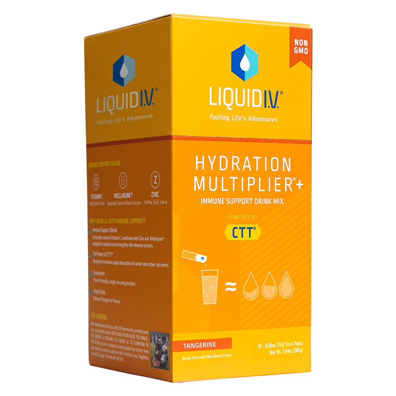 Liquid I.V. Hydration Multiplier + Immune Support Electrolyte Drink Mix Powder Tangerine 10ct Box