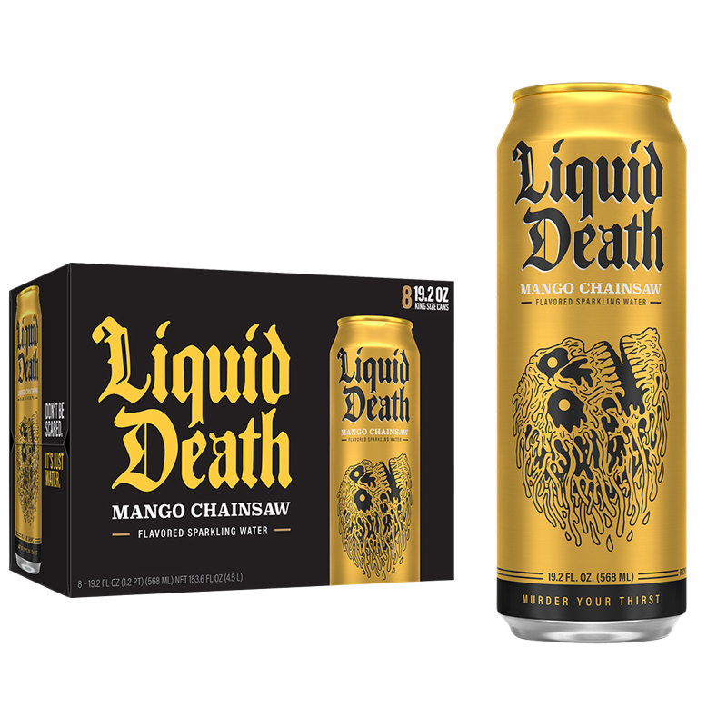 Liquid Death Sparkling Water Mango Chainsaw 8pk 19.2oz Can