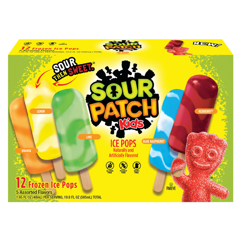 Sour Patch Kids Frozen Variety Pack Ice Pops 12ct