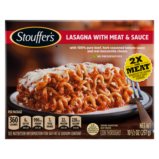 Stouffers Frozen Lasagna With Meat Sauce Meal 10.5oz