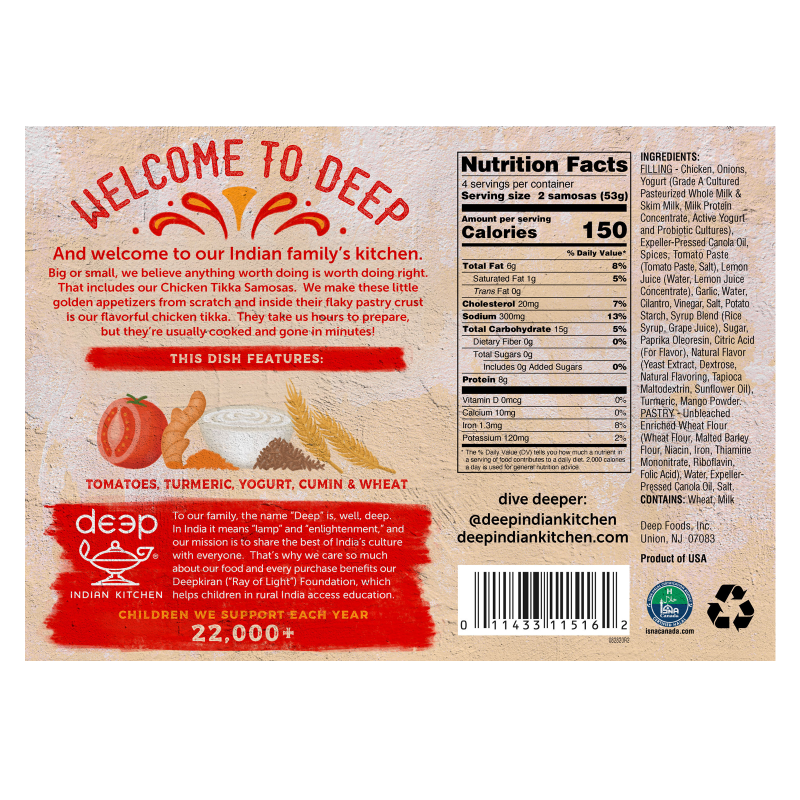 Deep Indian Kitchen Chicken Tikka Samosas 7.5oz