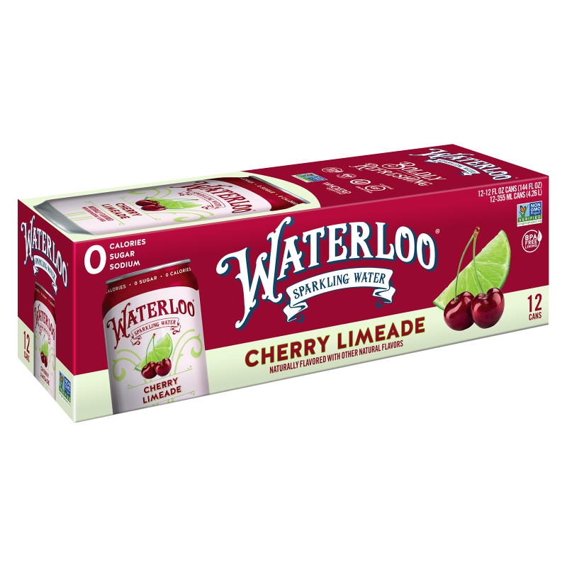 Waterloo Sparkling Cherry Limeade Water 12pk 12oz Can