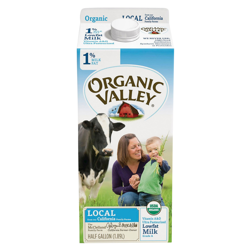 Organic Valley 1% Reduced Fat Milk 1/2 Gallon