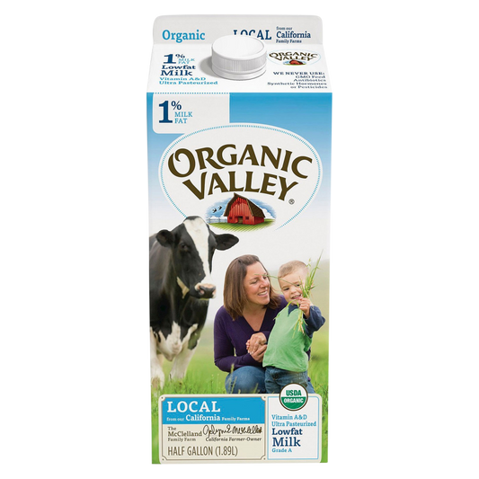 Organic Valley 1% Reduced Fat Milk 1/2 Gallon